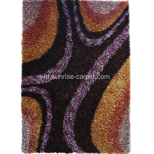 Polyester Viscose Shaggy Carpet dengan Design